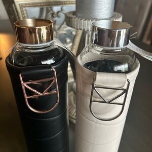 Elegant Glass Water Bottles with Quilted Sleeves